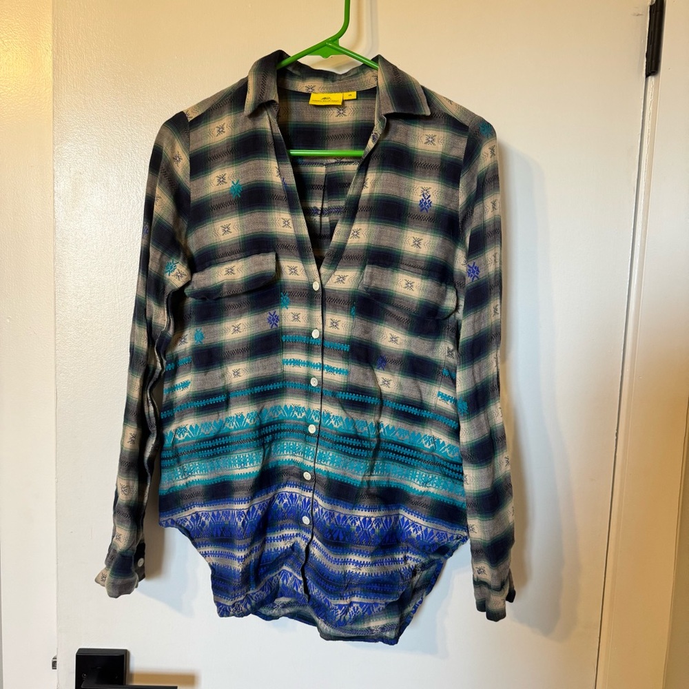 Roberta Roller Rabbit Plaid Flannel Aztec Embroid… - image 1